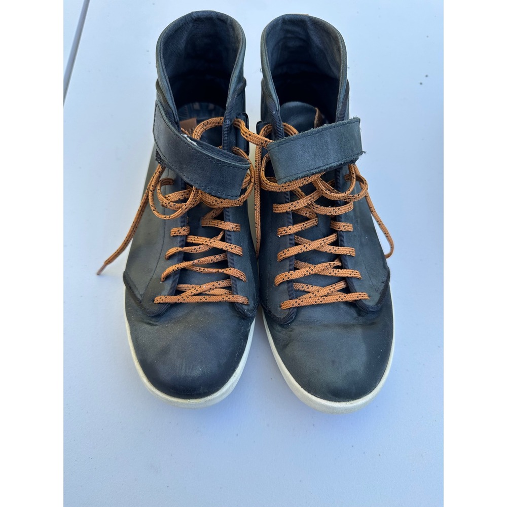 Teva Black Leather High Top Sneakers Orange Laces Ankle Strap Gorpcore Shoes